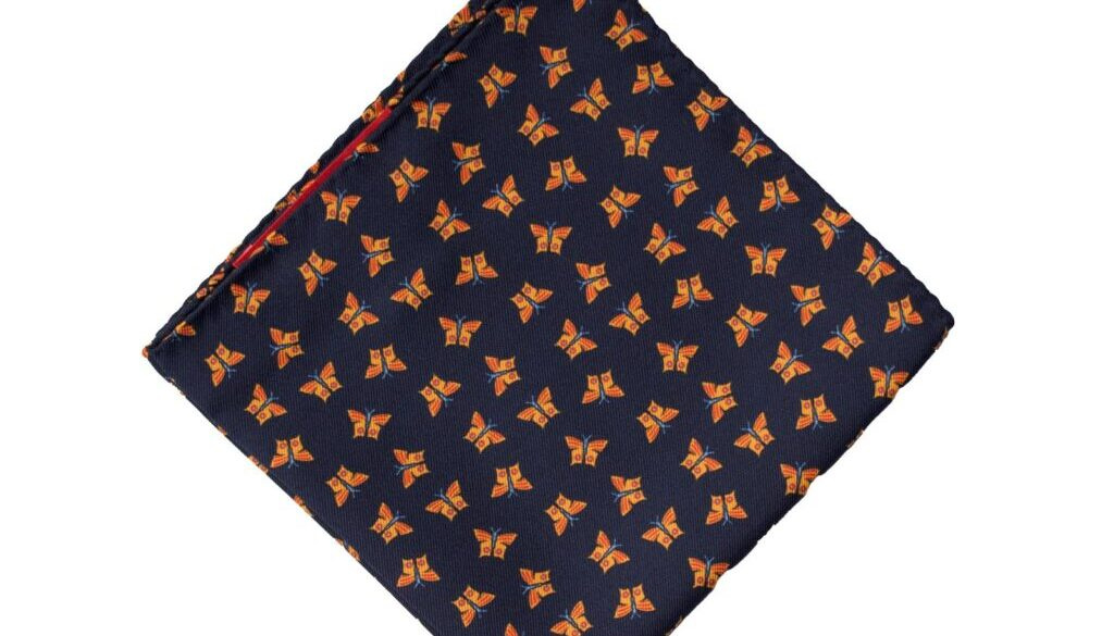 Graffeo - Man Blue Vintage Silk Pocket Square with Animals - 45