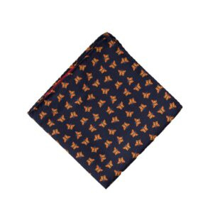 Man Blue Vintage Silk Pocket Square with Animals