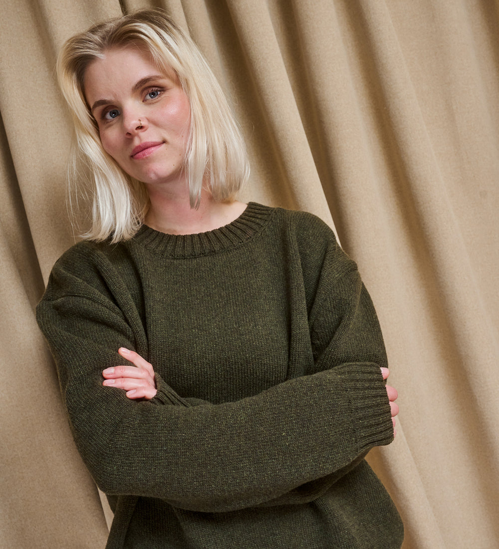 ANEMONE oversized merino sweater, forest floor