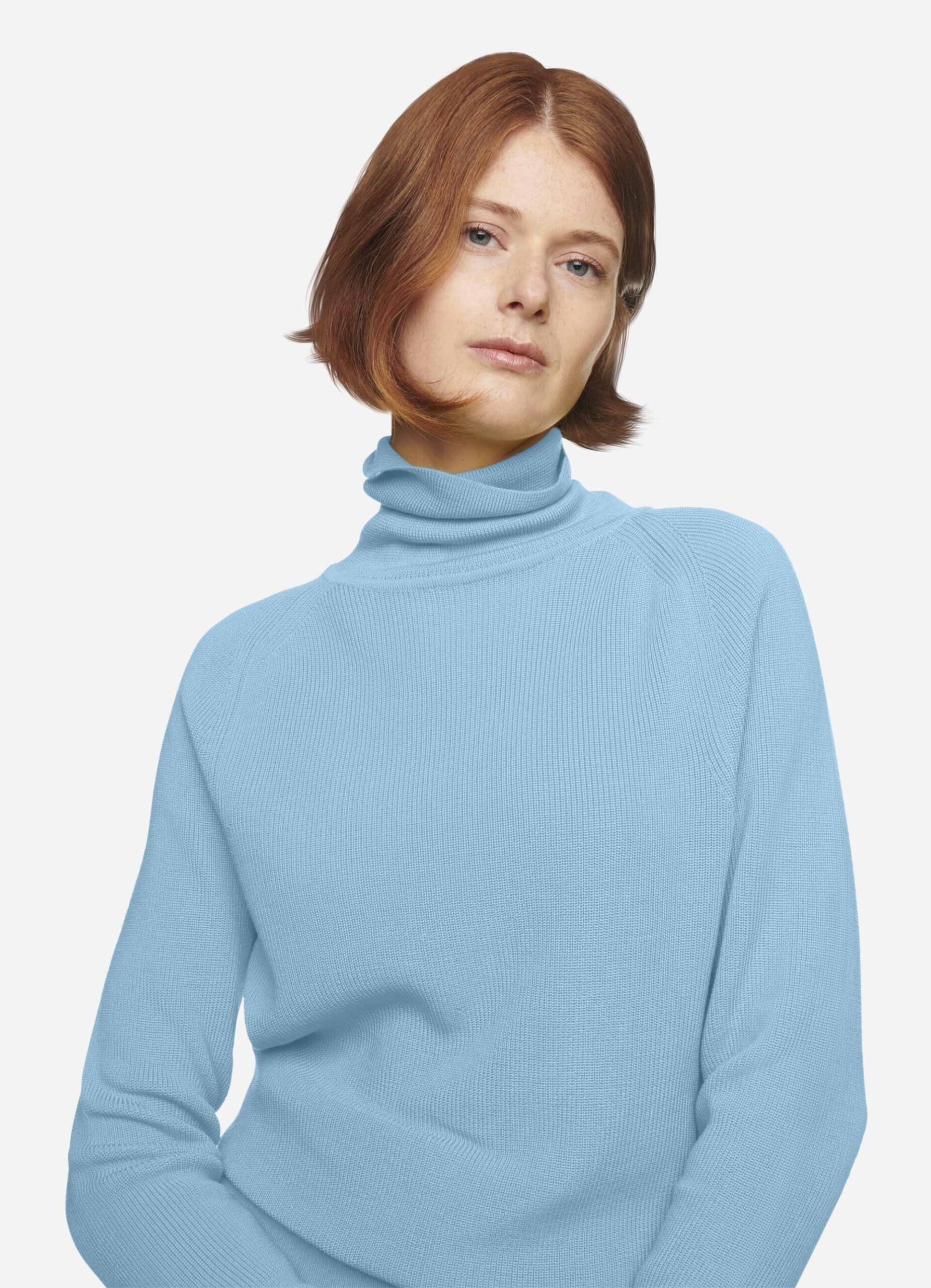 TeyM women's light-blue merino turtleneck sweater